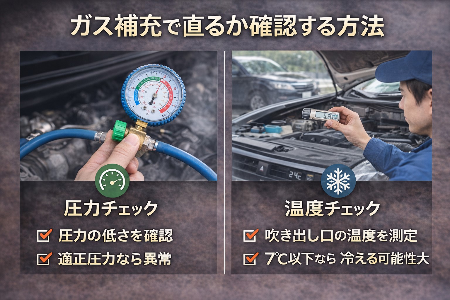 ガス補充で直るか確認する方法