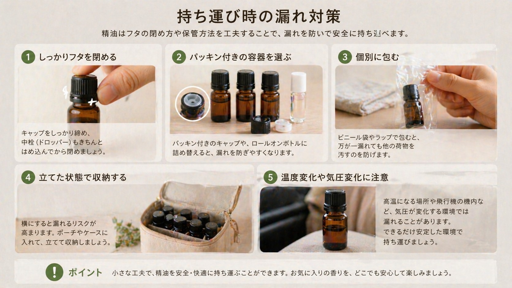 持ち運び時の漏れ対策