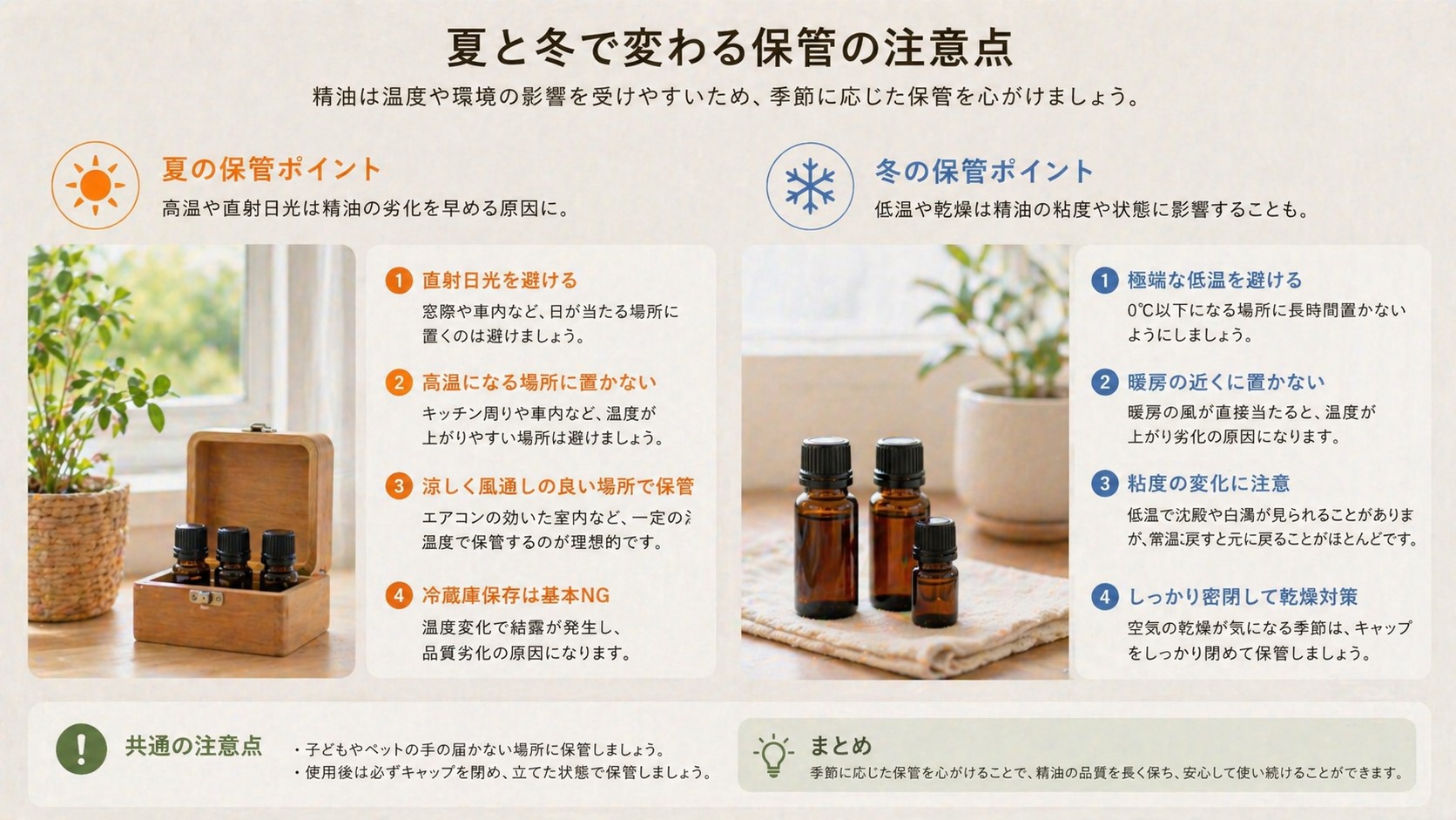 夏冬で変わる保管の注意