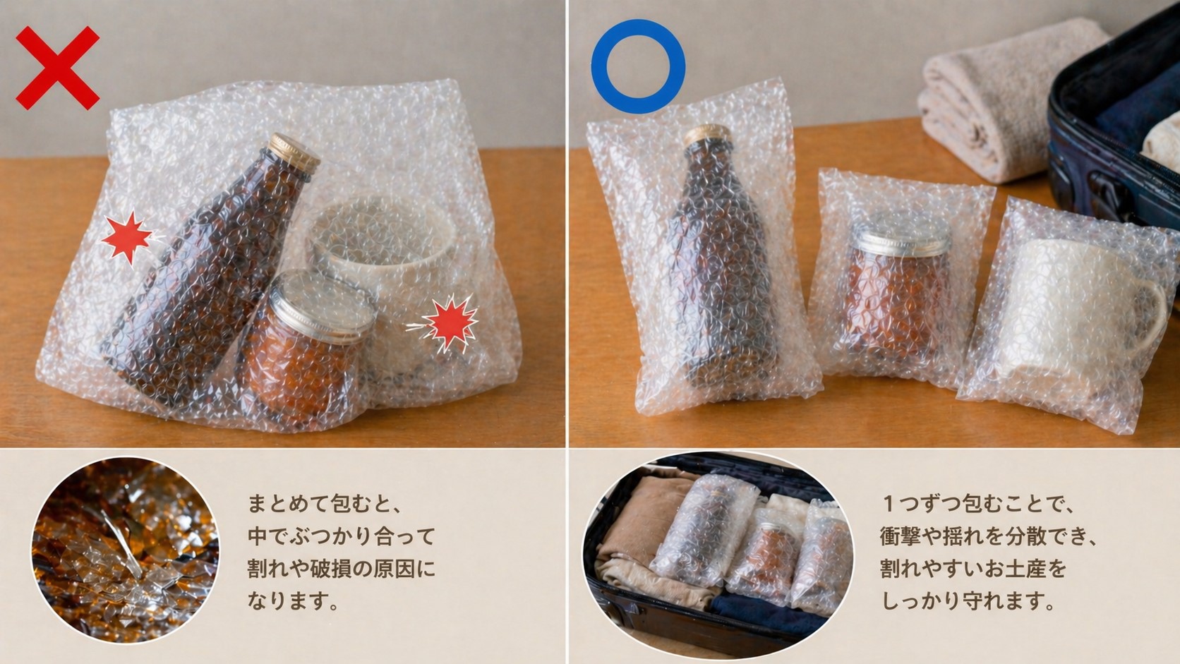 重ねて包むのはNGで必ず個別包装する理由