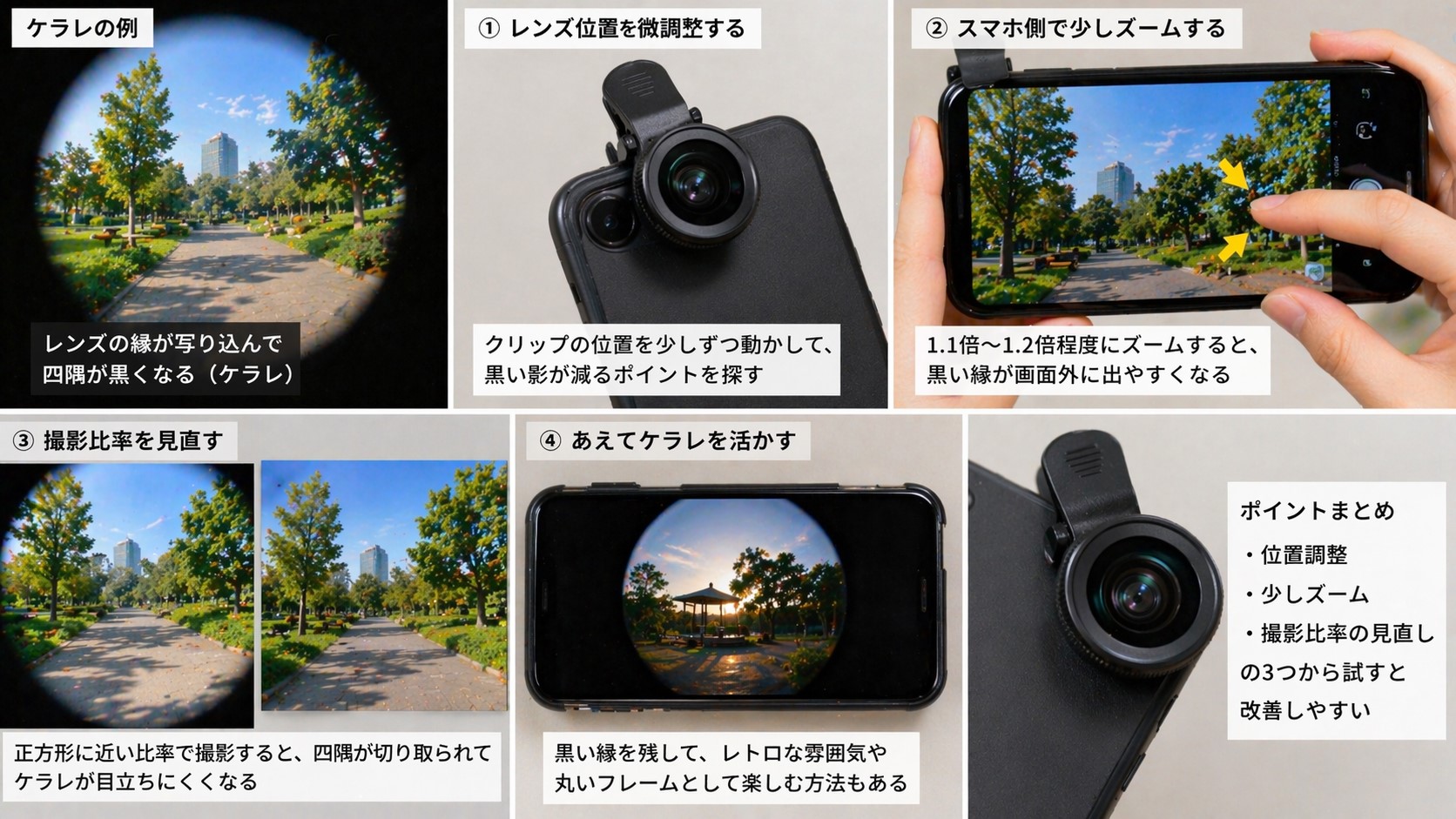 四隅が黒くなるケラレの防ぎ方