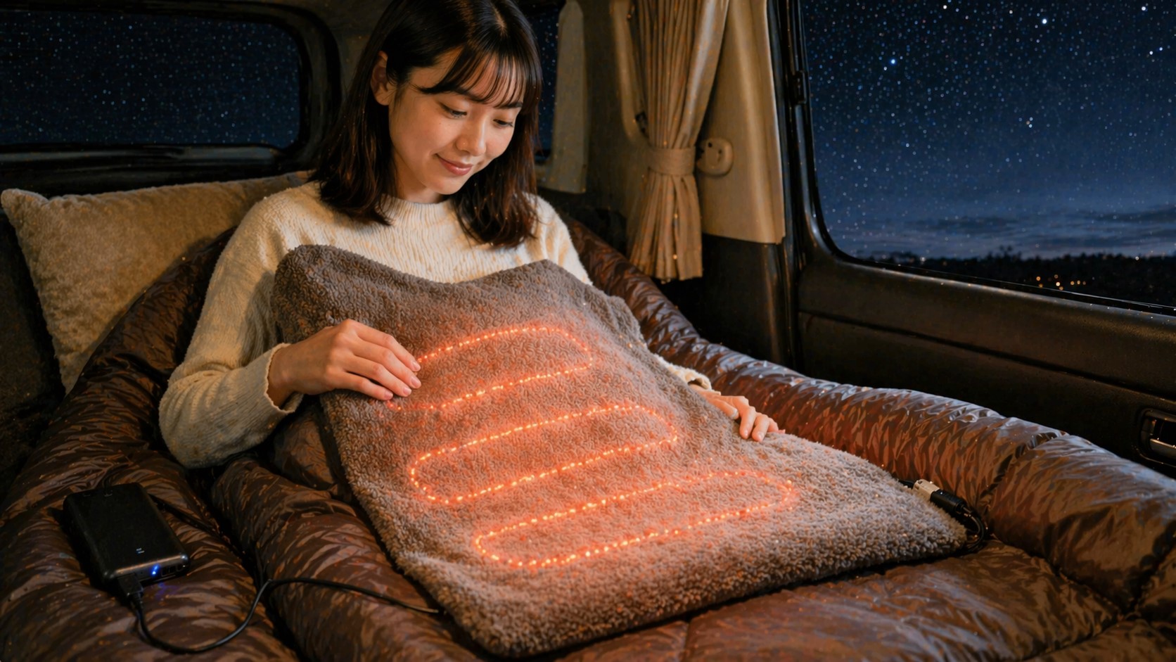 車中泊で活躍するUSB式のヒーター