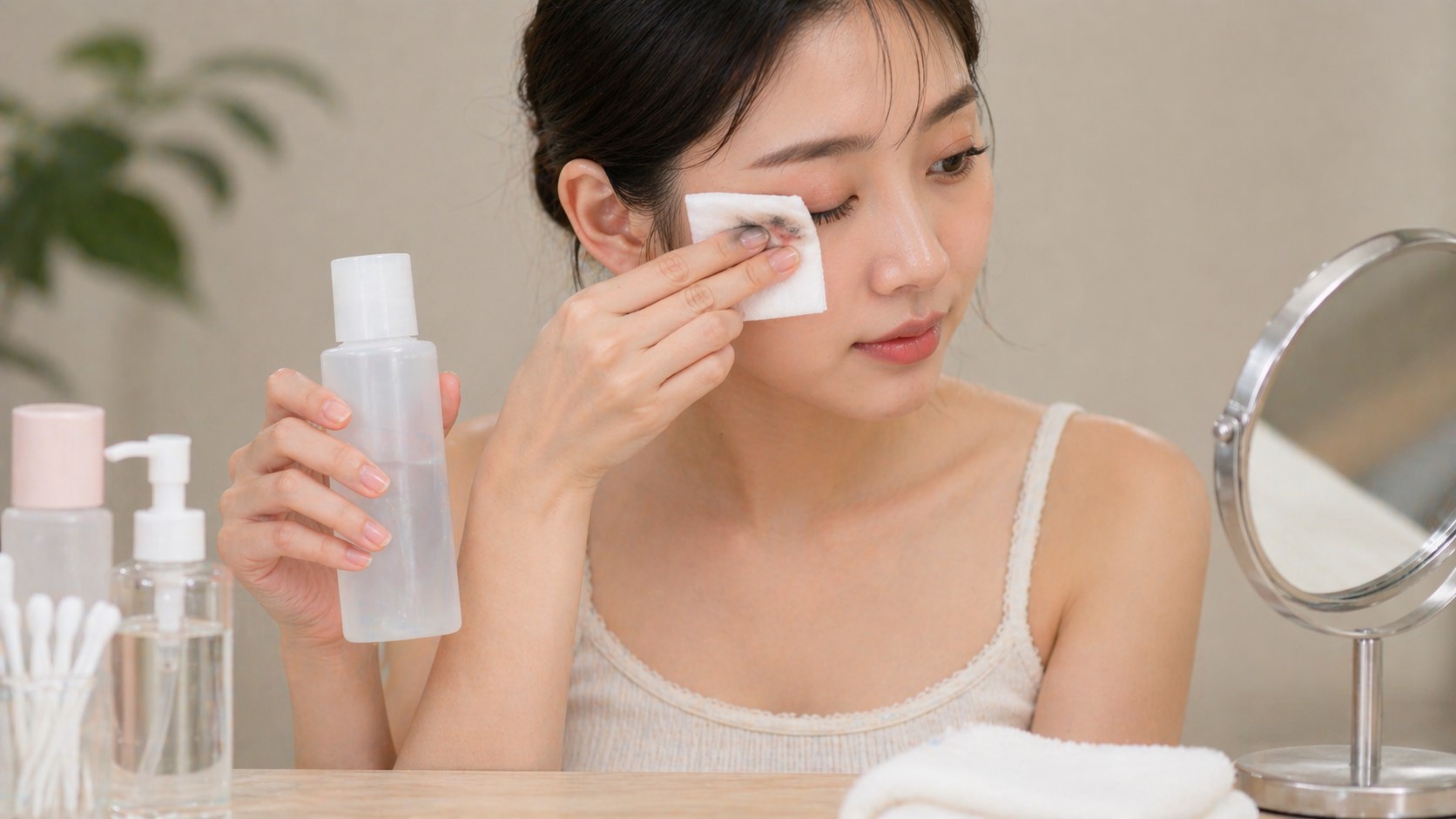 濃いメイクには専用リムーバーを