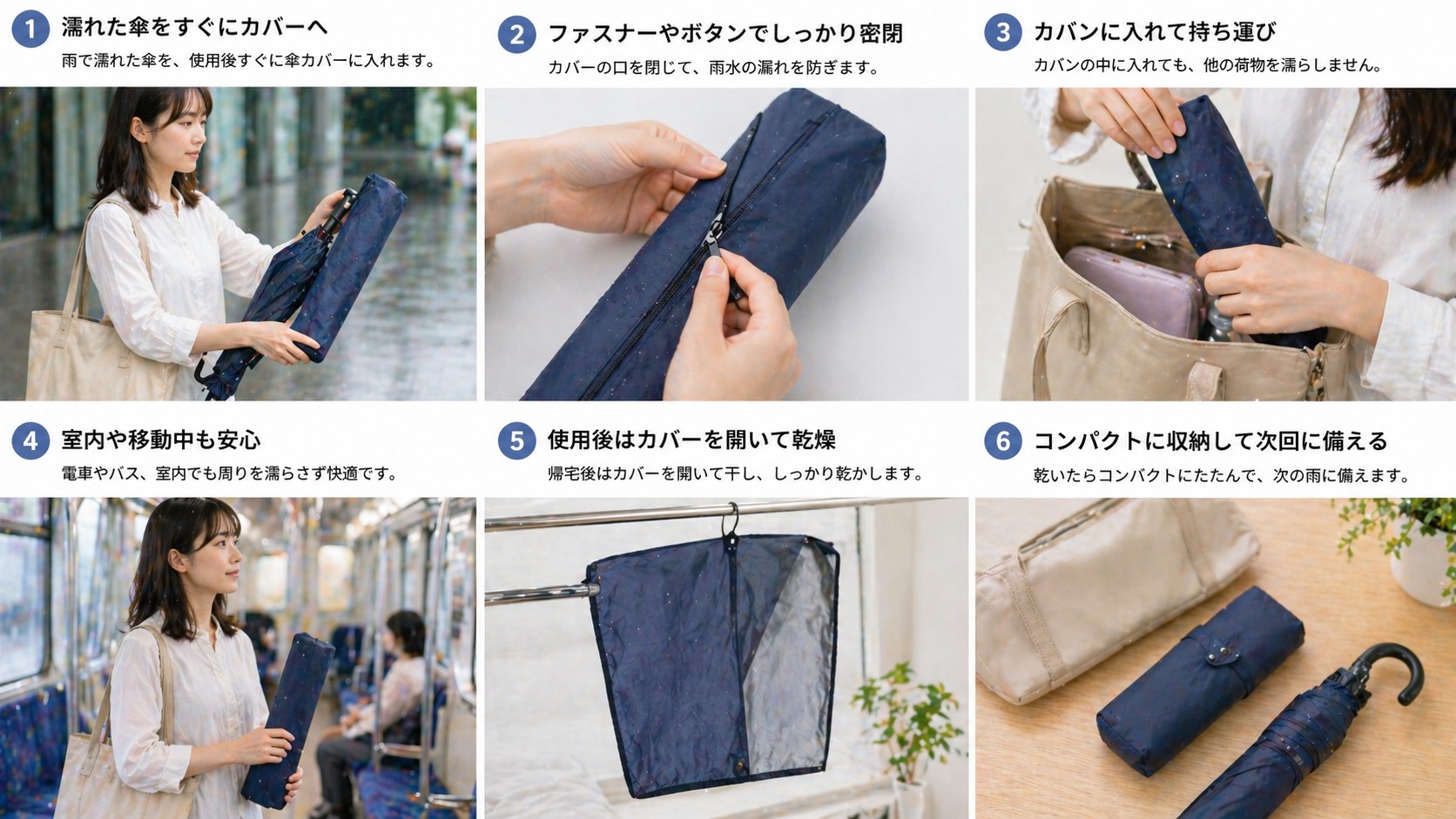 傘カバーで濡れ対策する方法