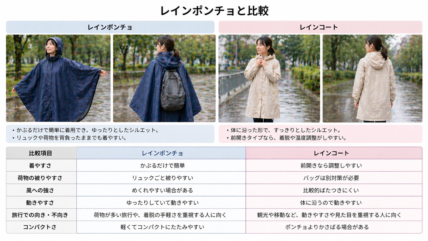 レインポンチョとコート比較