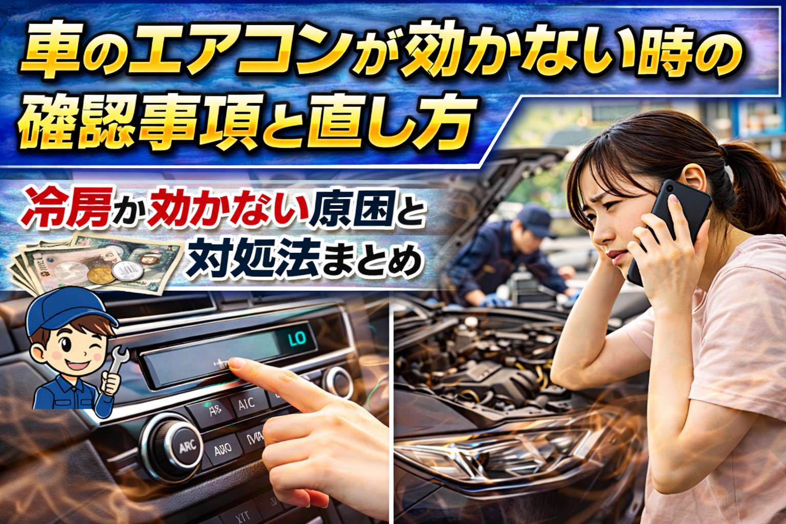 車のエアコンが効かない時の確認事項と直し方、冷房が効かない原因と対処法まとめ