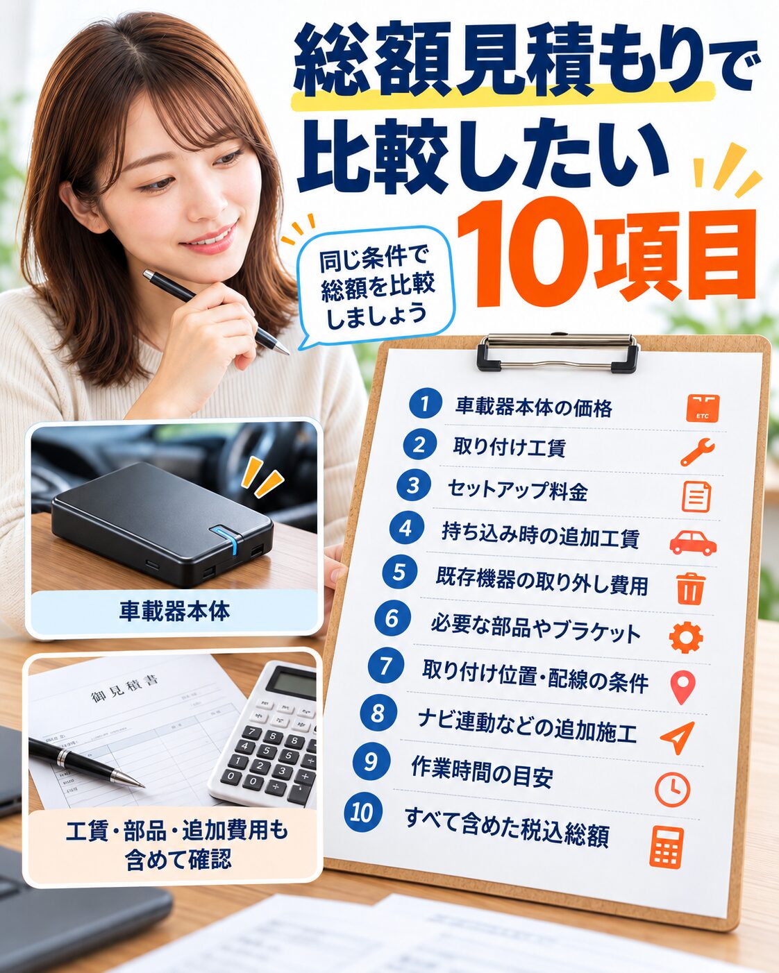 総額見積もりで比較したい10項目