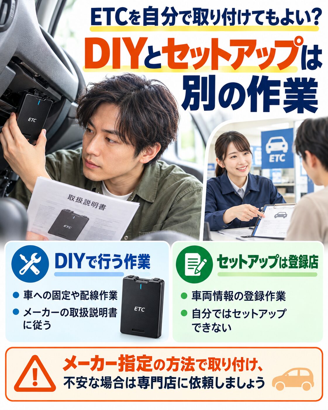 ETCを自分で取り付けてもよい？DIYとセットアップは別