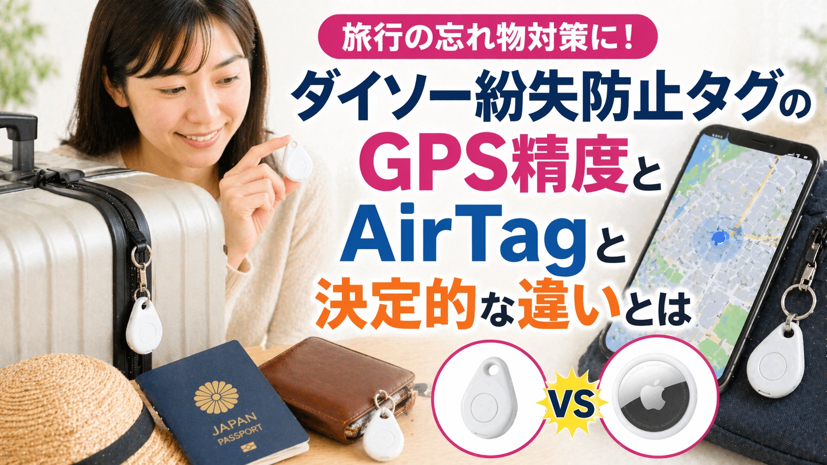 旅行の忘れ物対策に！ダイソー紛失防止タグのGPS精度とAirTagとの決定的な違いとは