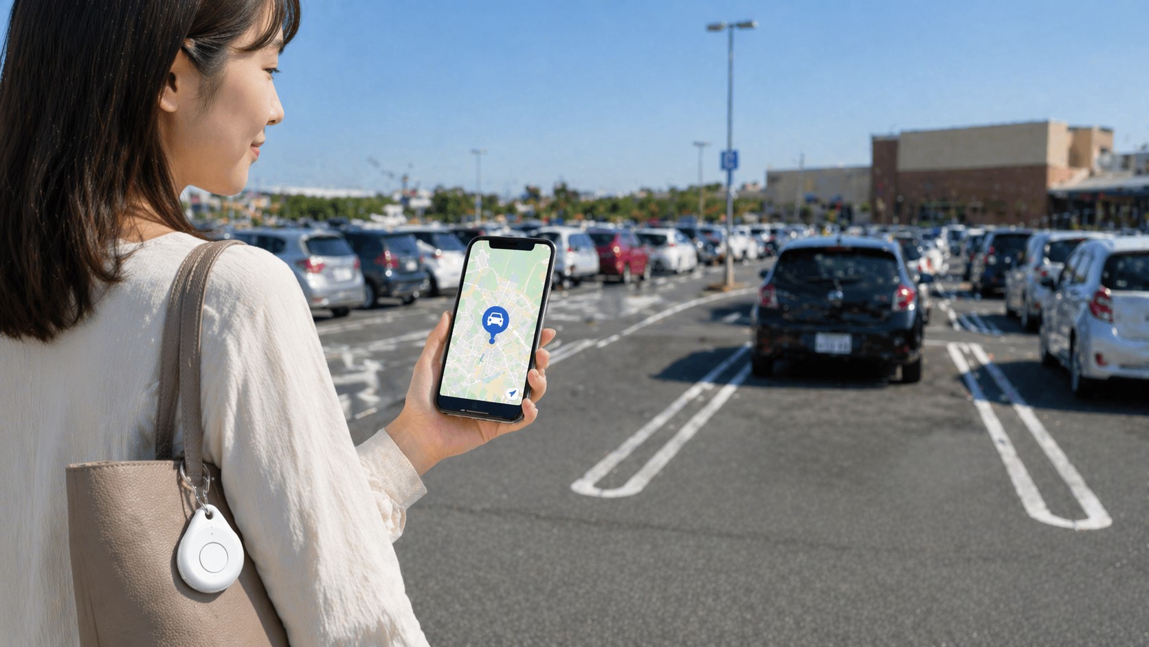 広い駐車場での車探し