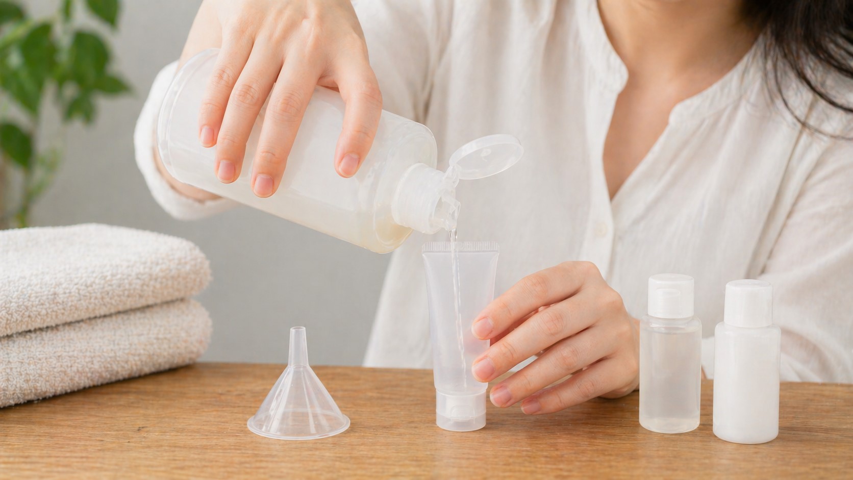 シャンプーをこぼさず移し替える方法