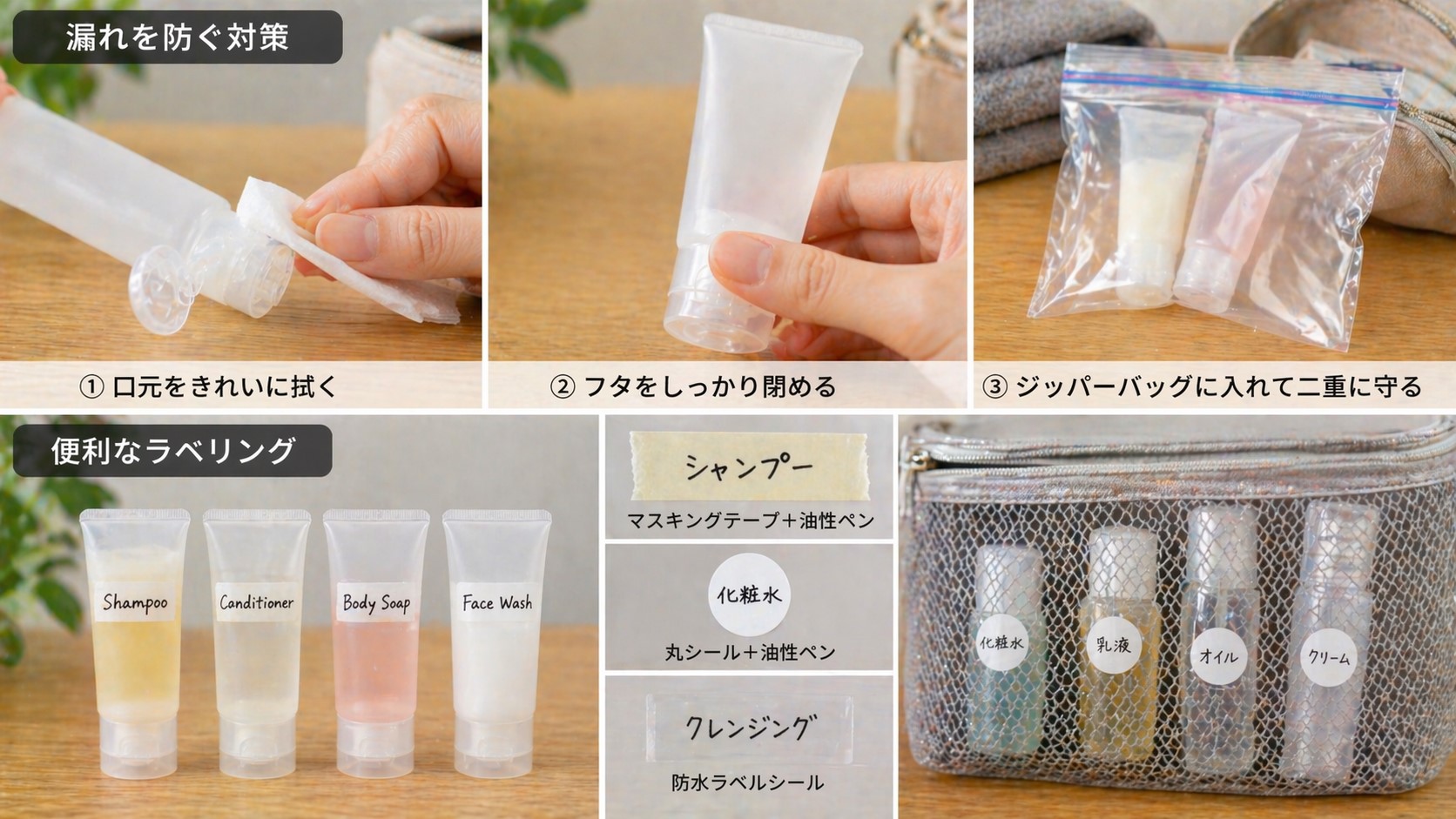 漏れるのを防ぐ対策と便利なラベリング