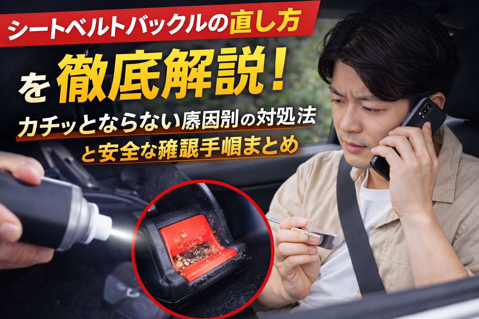 シートベルトバックルの直し方を徹底解説！カチッとならない原因別の対処法と安全な確認手順まとめ