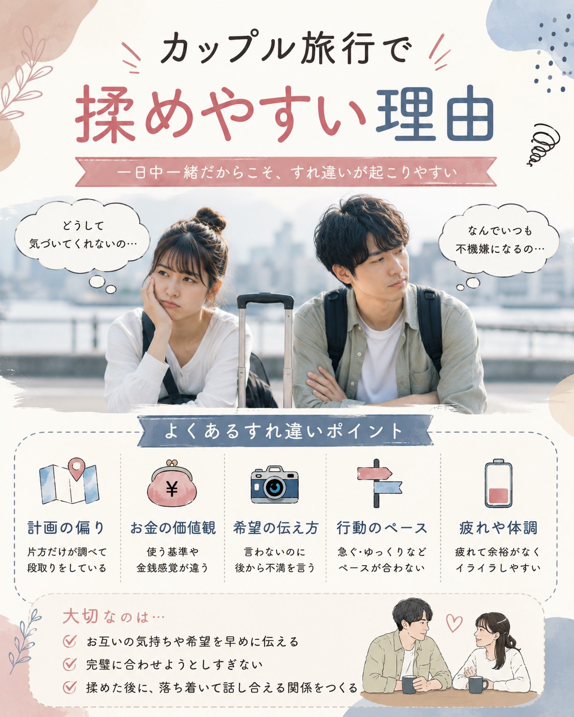 カップル旅行で揉めやすい理由