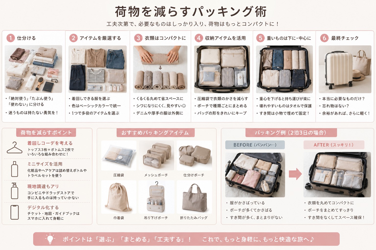 荷物を減らすパッキング術