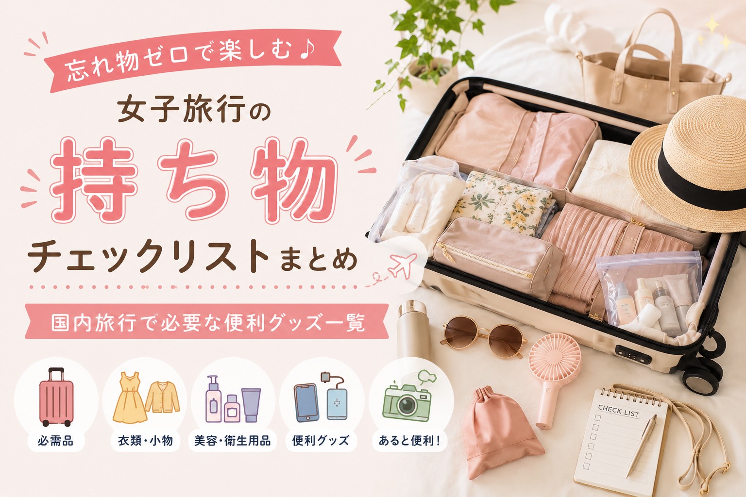 女子旅行の持ち物チェックリストまとめ｜国内旅行で必要な便利グッズ一覧