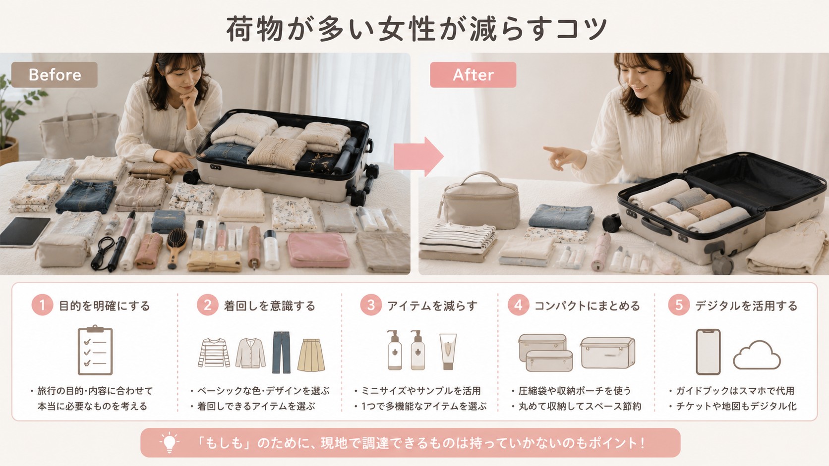 荷物が多い女性が減らすコツ