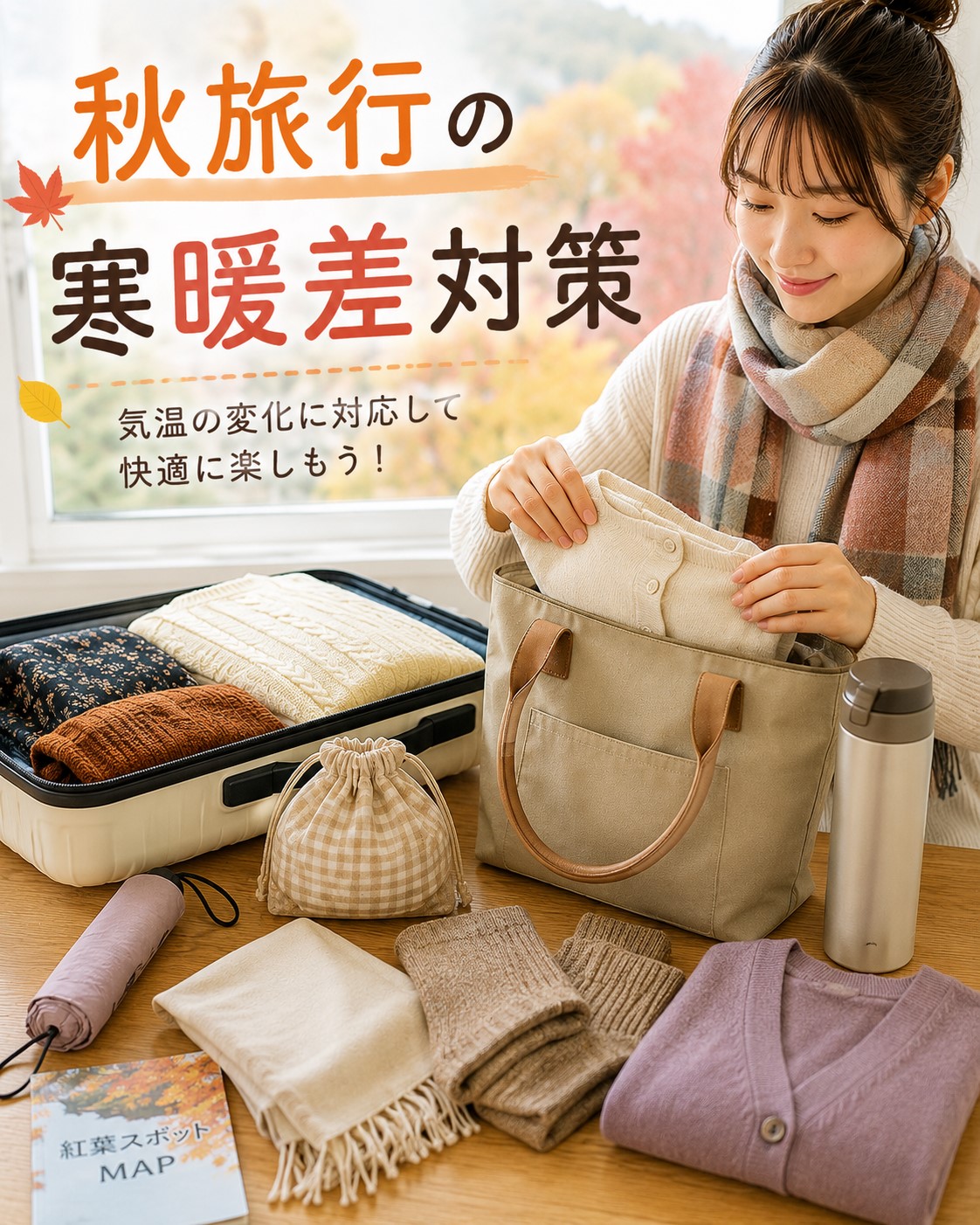 秋旅行の寒暖差対策