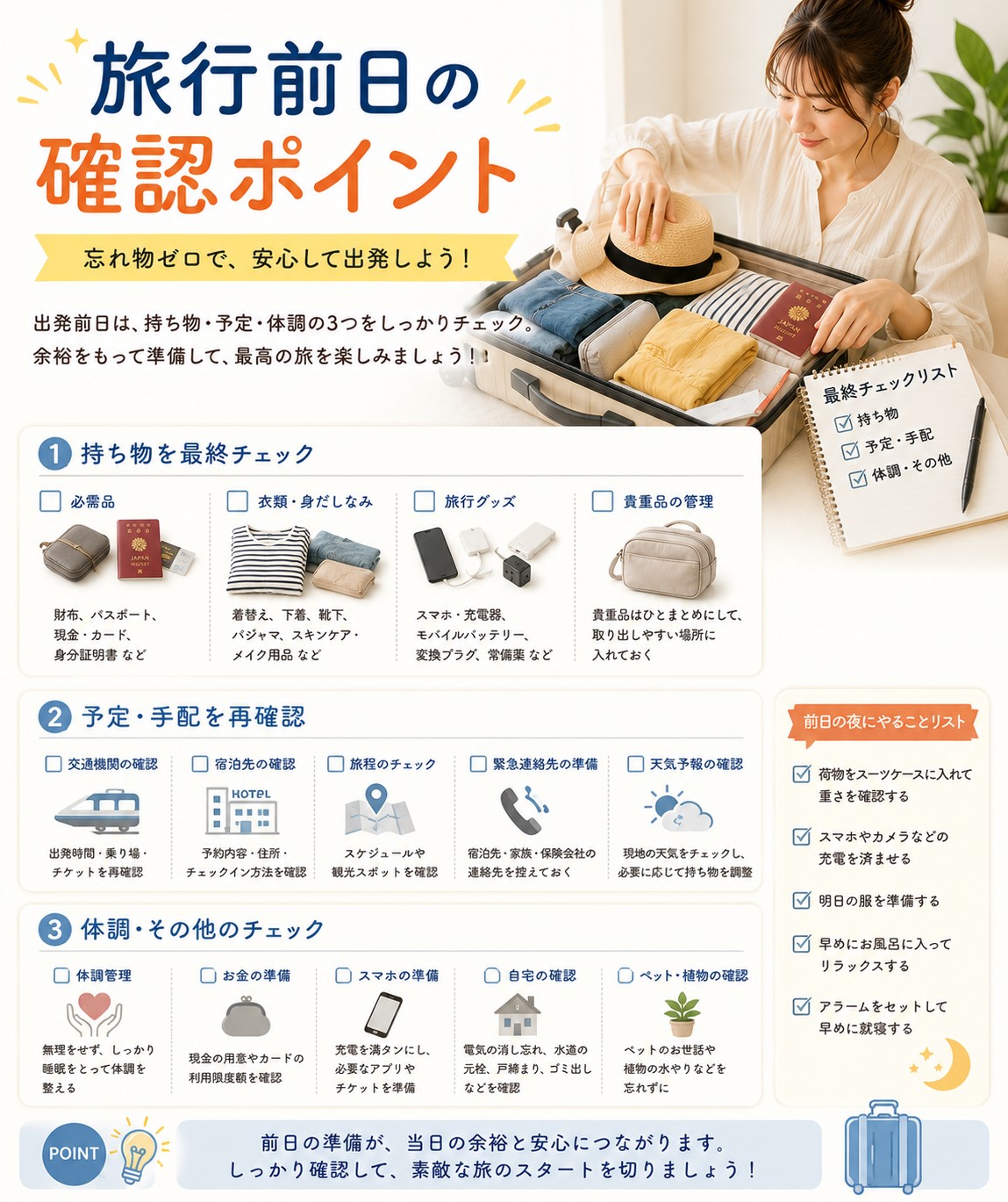 旅行前日の確認ポイント