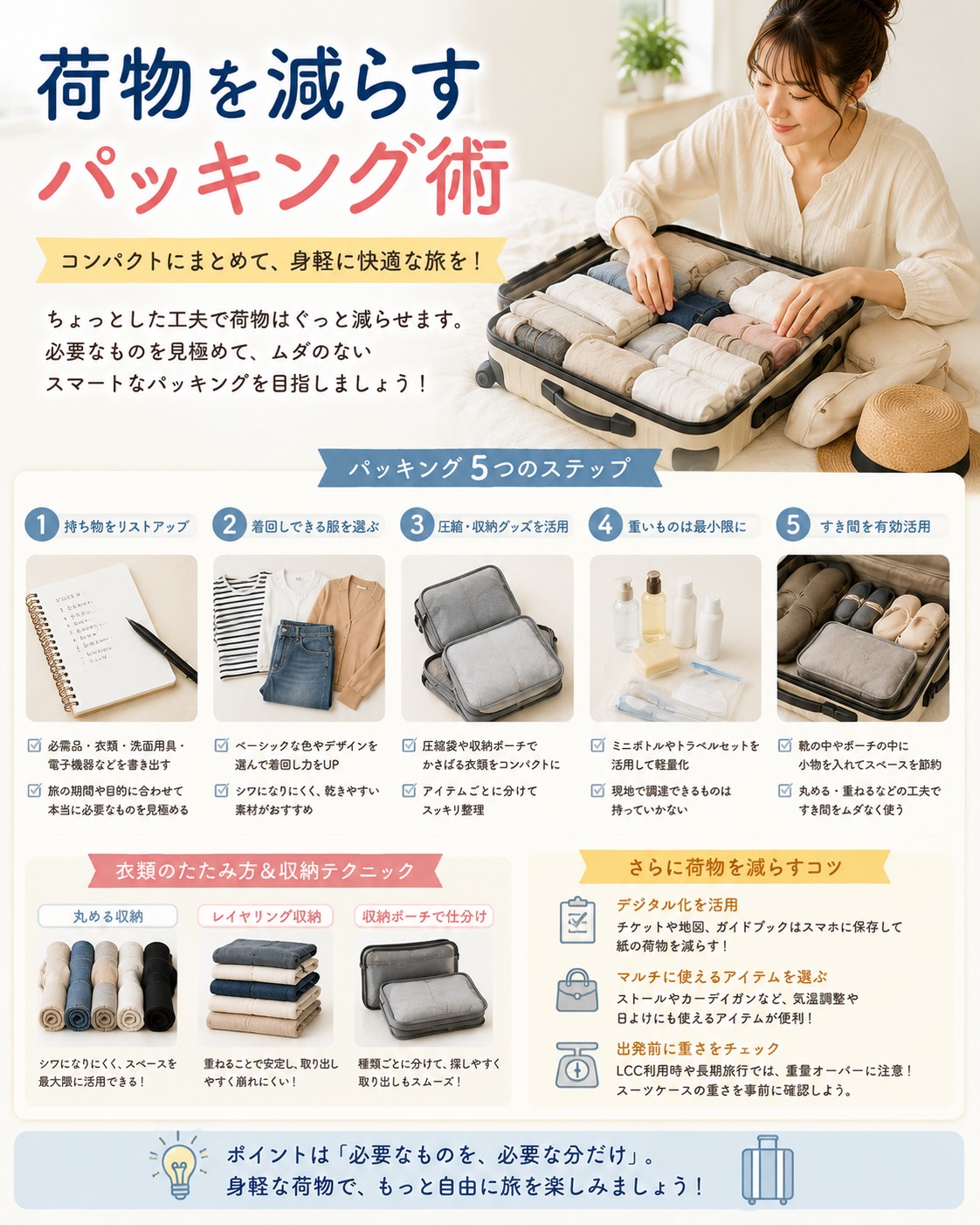 荷物を減らすパッキング術