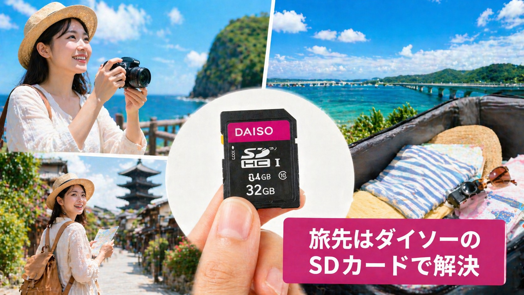 旅先はダイソーのSDカードで解決