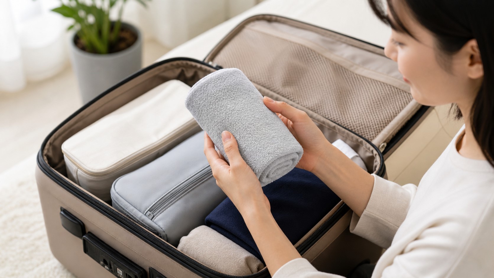 荷物が減るコンパクトタオル
