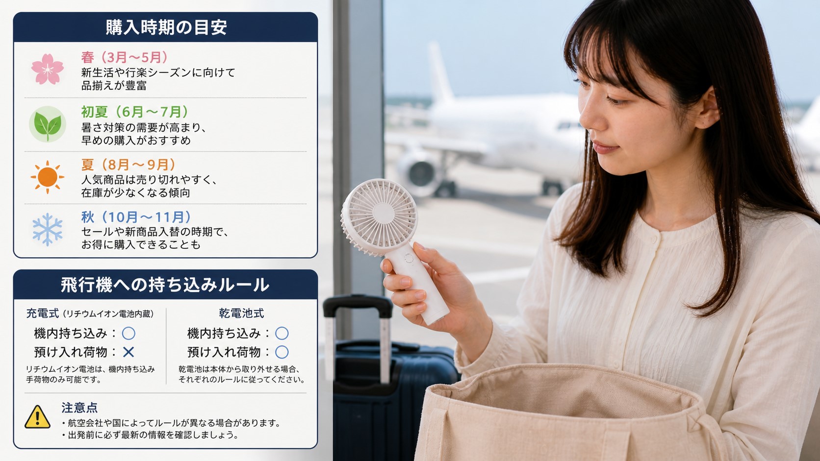 購入時期の目安と飛行機への持ち込みルール