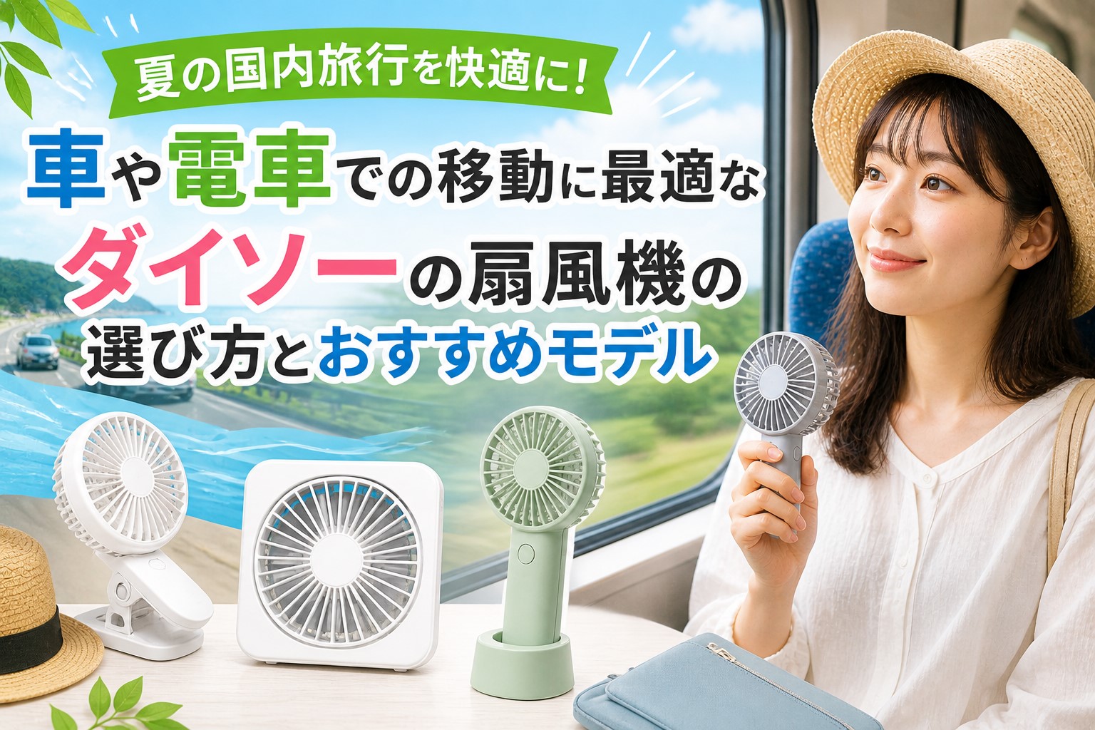 夏の国内旅行を快適に！車や電車での移動に最適なダイソーの扇風機の選び方とおすすめモデル