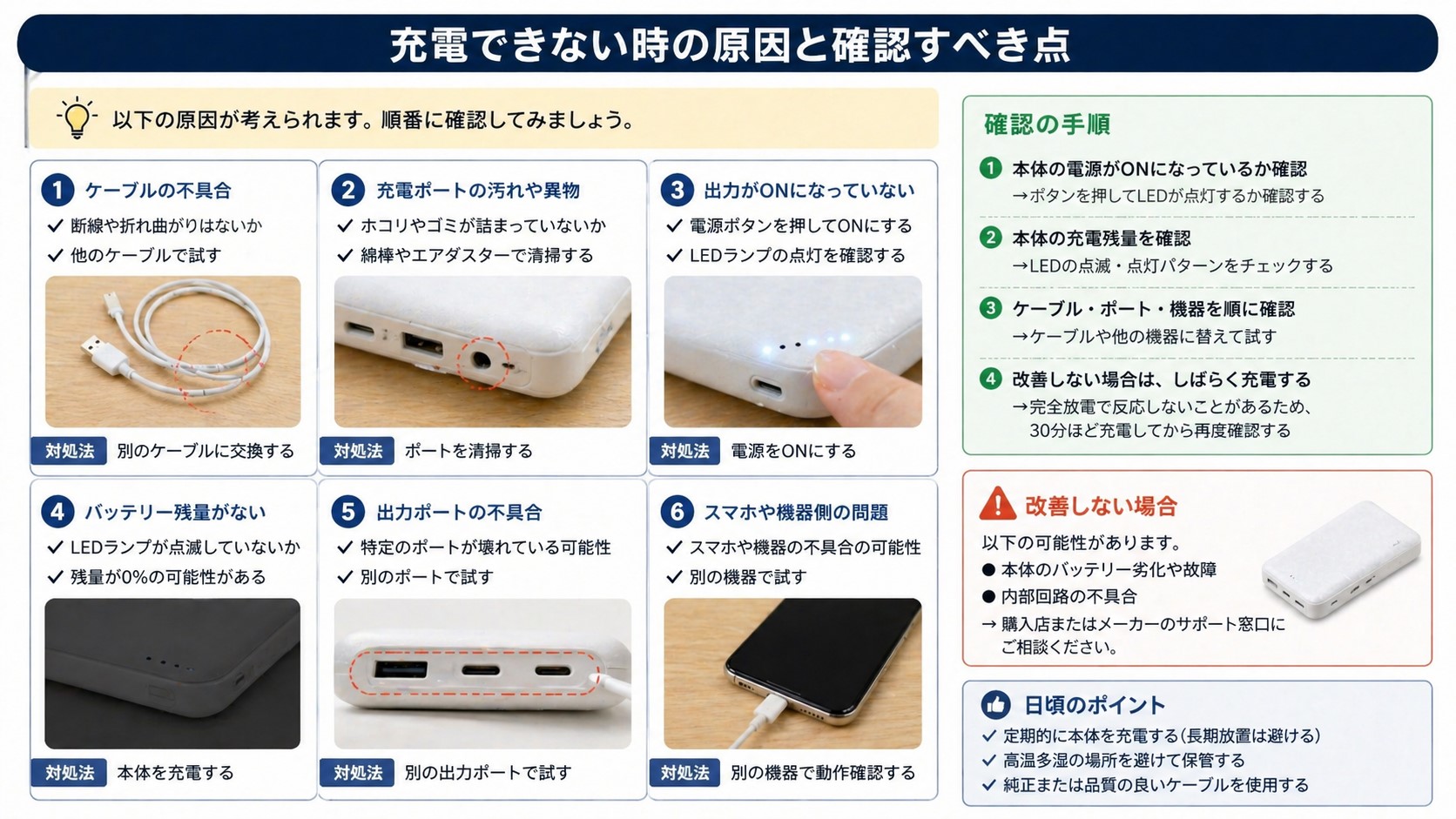 充電できない時の原因と確認すべき点