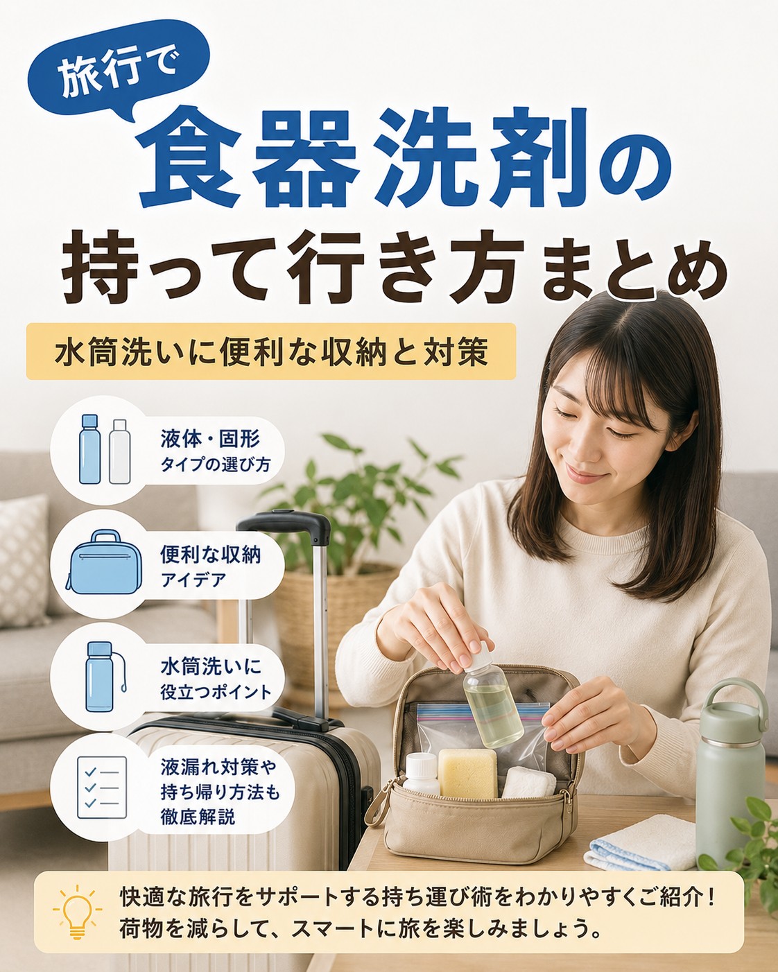旅行で食器洗剤の持って行き方まとめ｜水筒洗いに便利な収納と対策