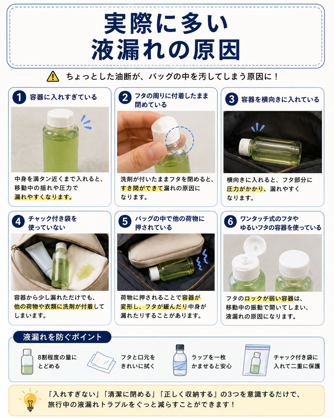 実際に多い液漏れの原因