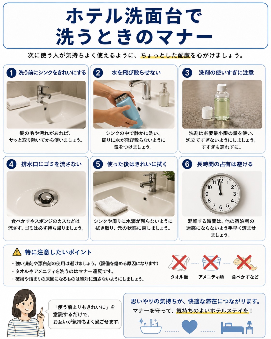 ホテル洗面台で洗うときのマナー