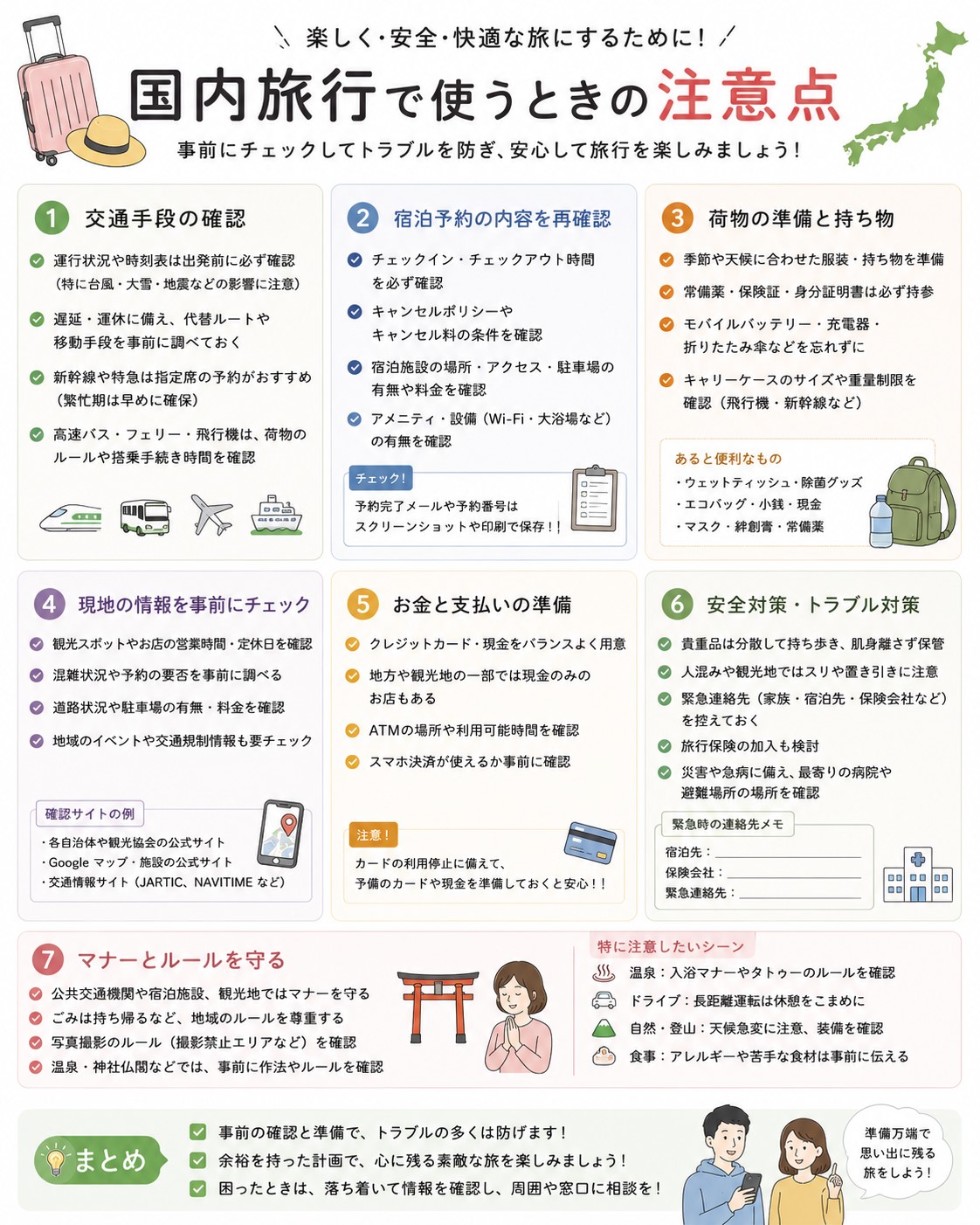 国内旅行で使う注意点