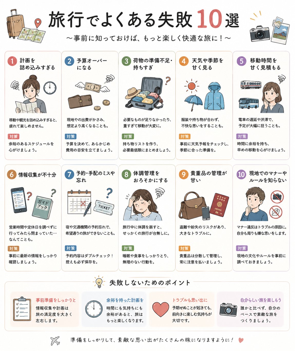 旅行でよくある失敗