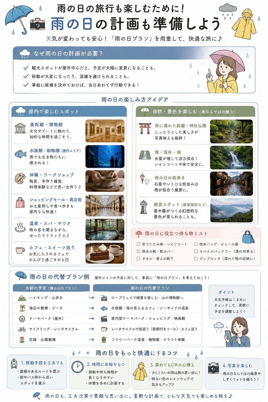 雨の日の計画も準備する