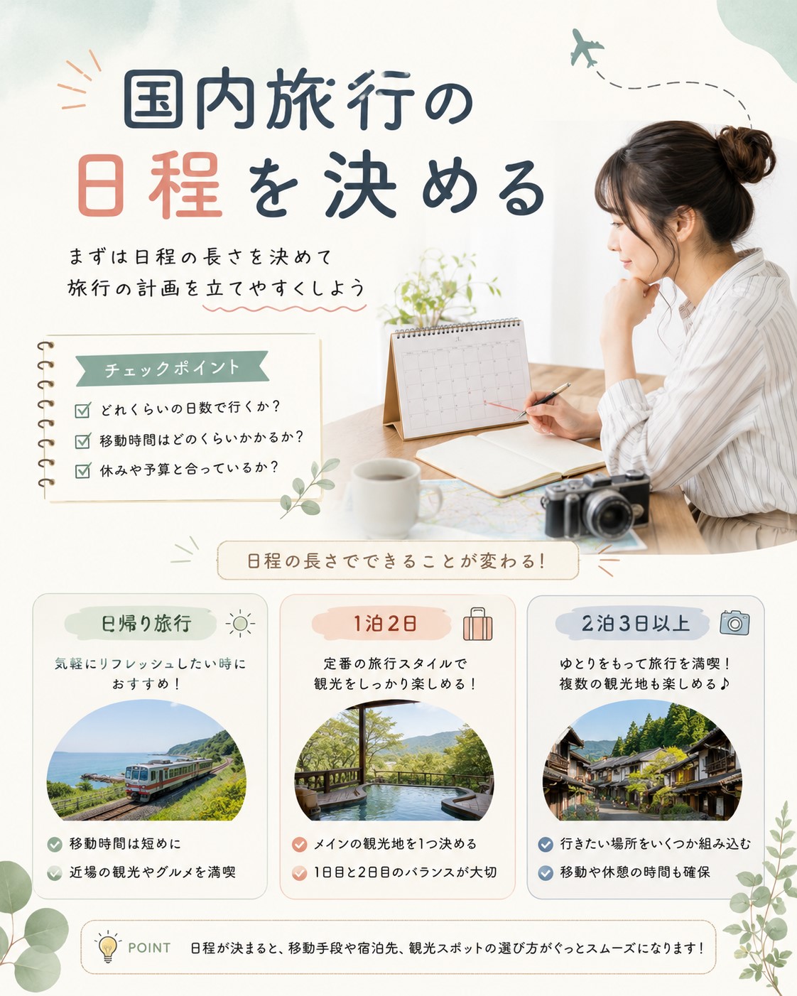国内旅行の日程を決める