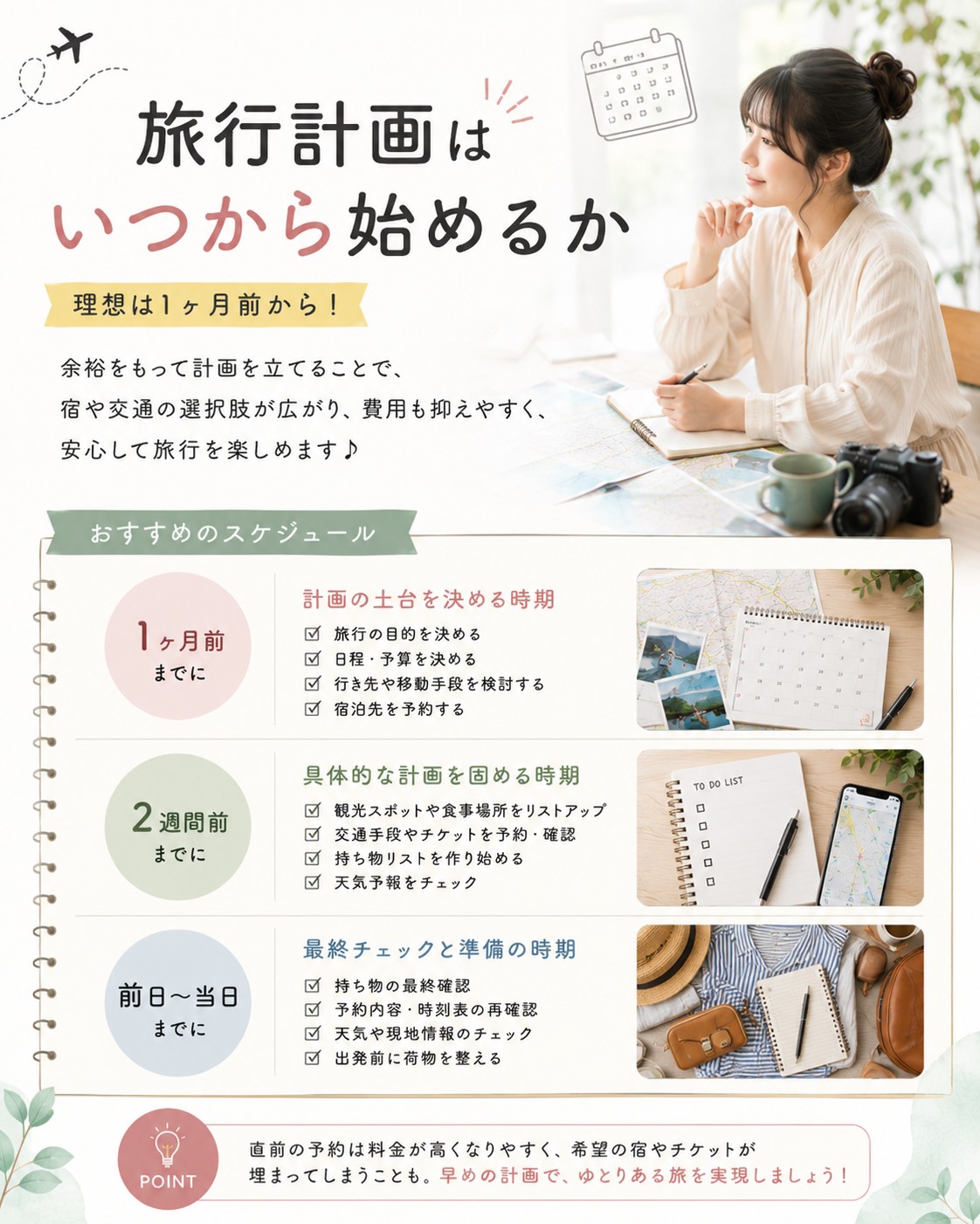 旅行計画はいつから始めるか