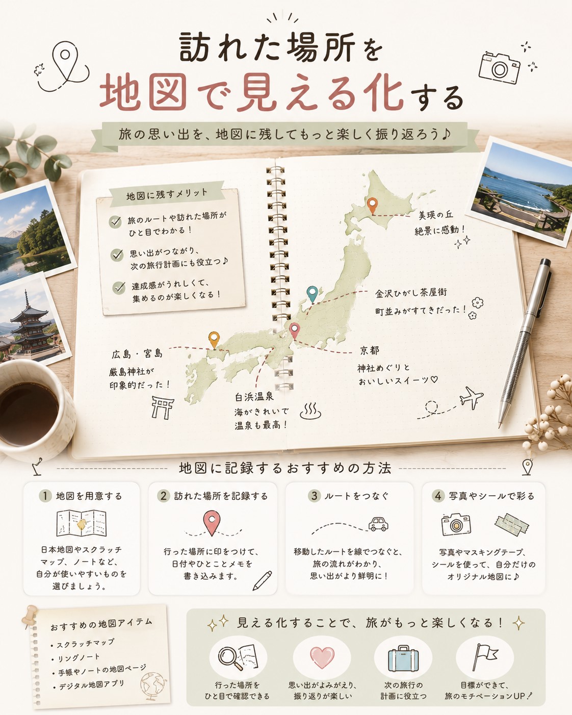 訪れた場所を地図で見える化する