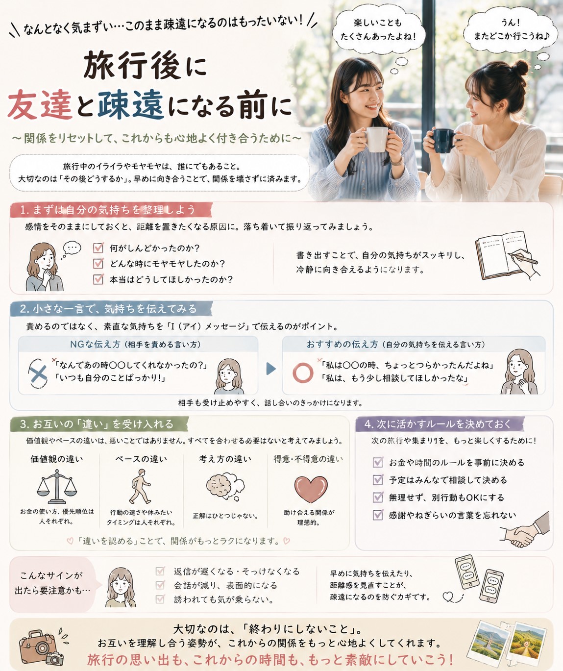 旅行後に友達と疎遠になる前に