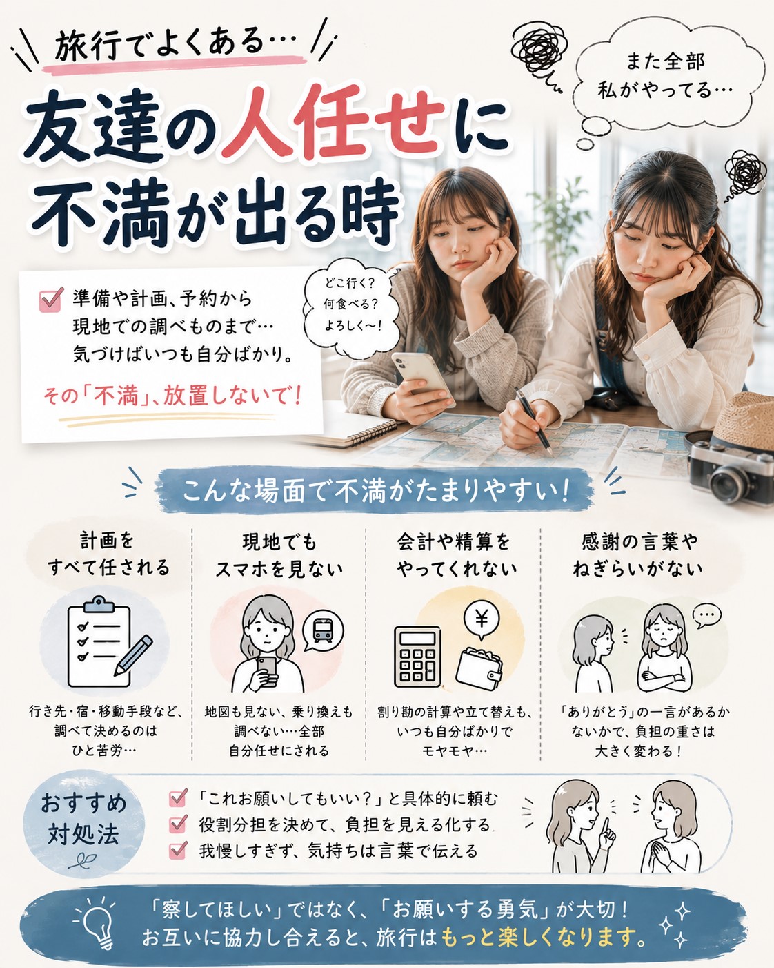 友達の人任せに不満が出る時