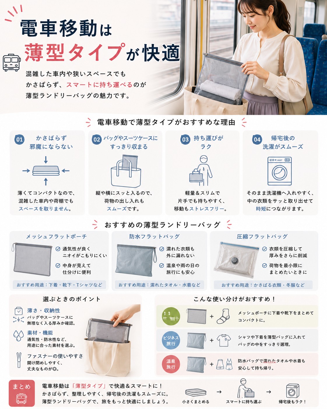 電車移動は薄型タイプが快適
