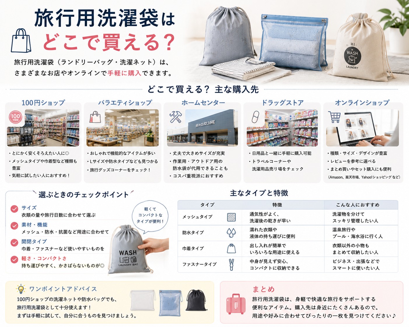 旅行用洗濯袋はどこで買える
