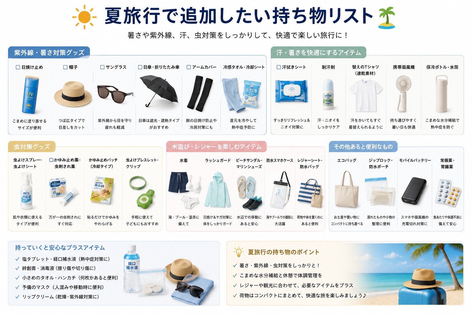 夏旅行で追加したい持ち物