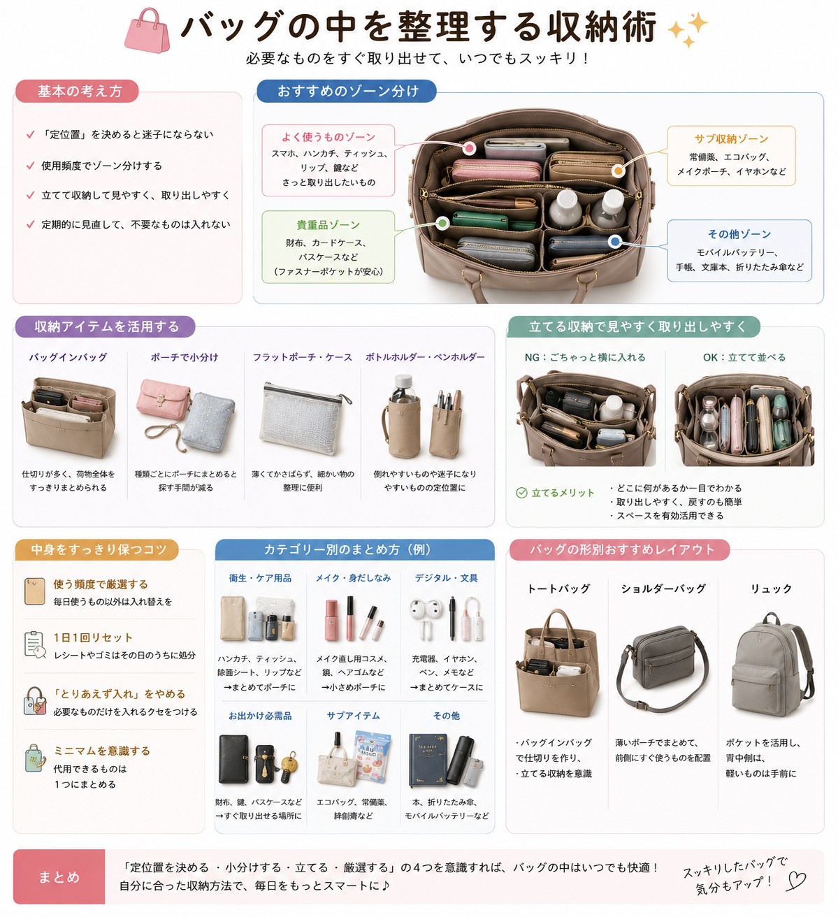バッグの中を整理する収納術