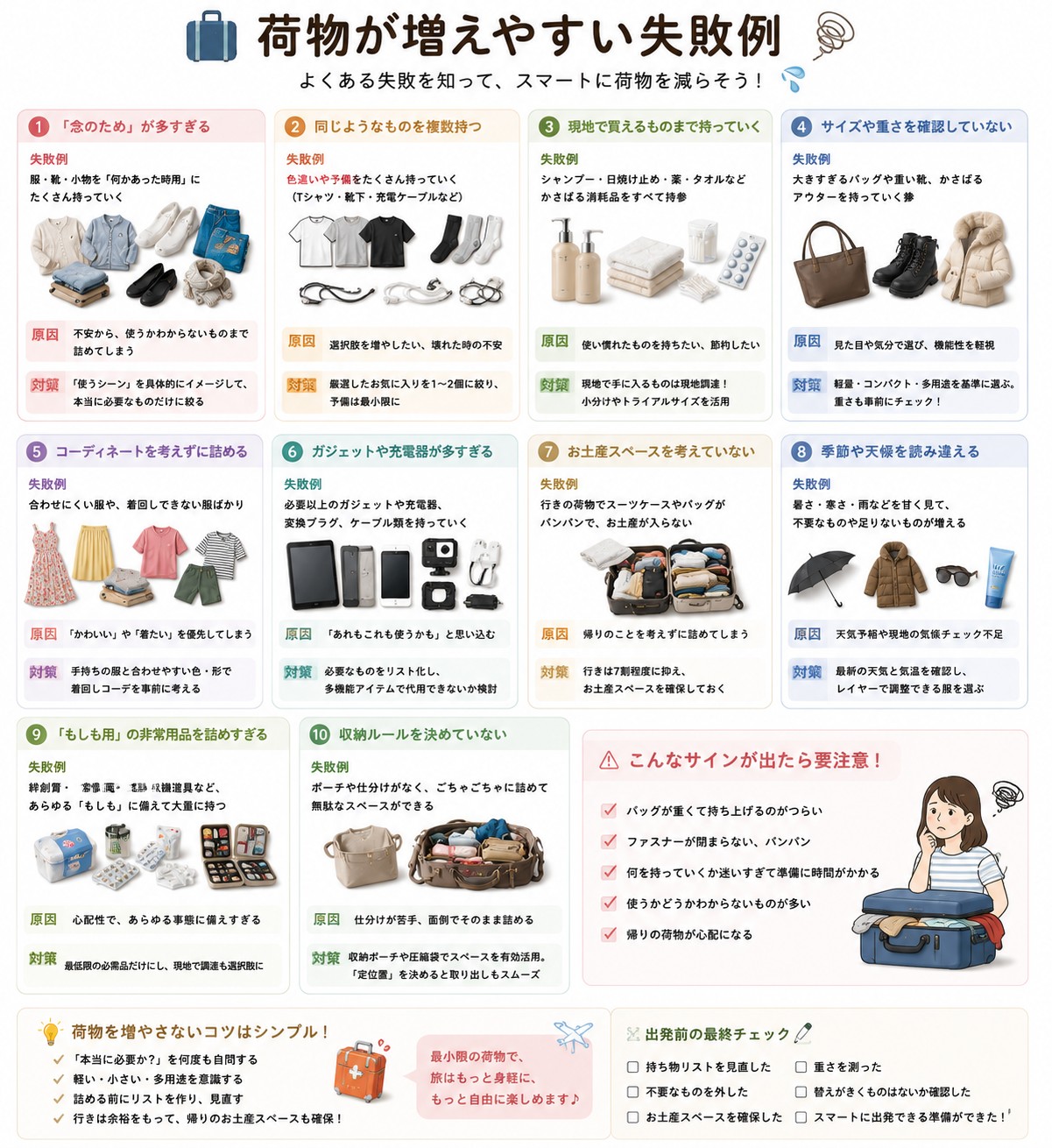 荷物が増えやすい失敗例