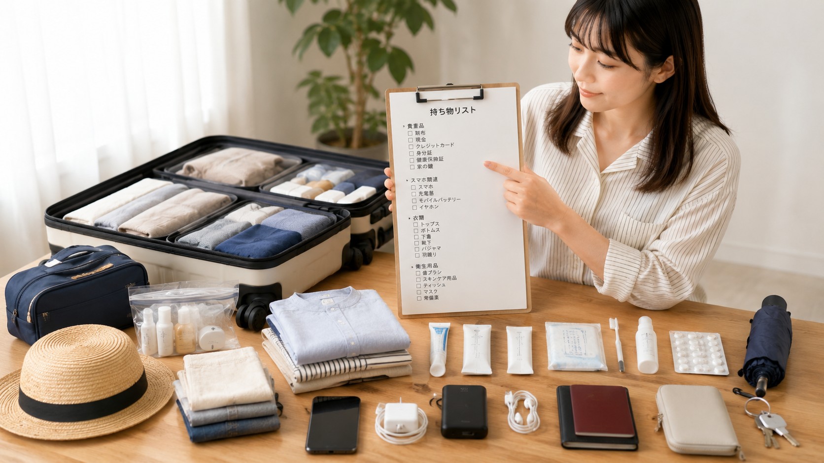 忘れがちなものを出発前確認