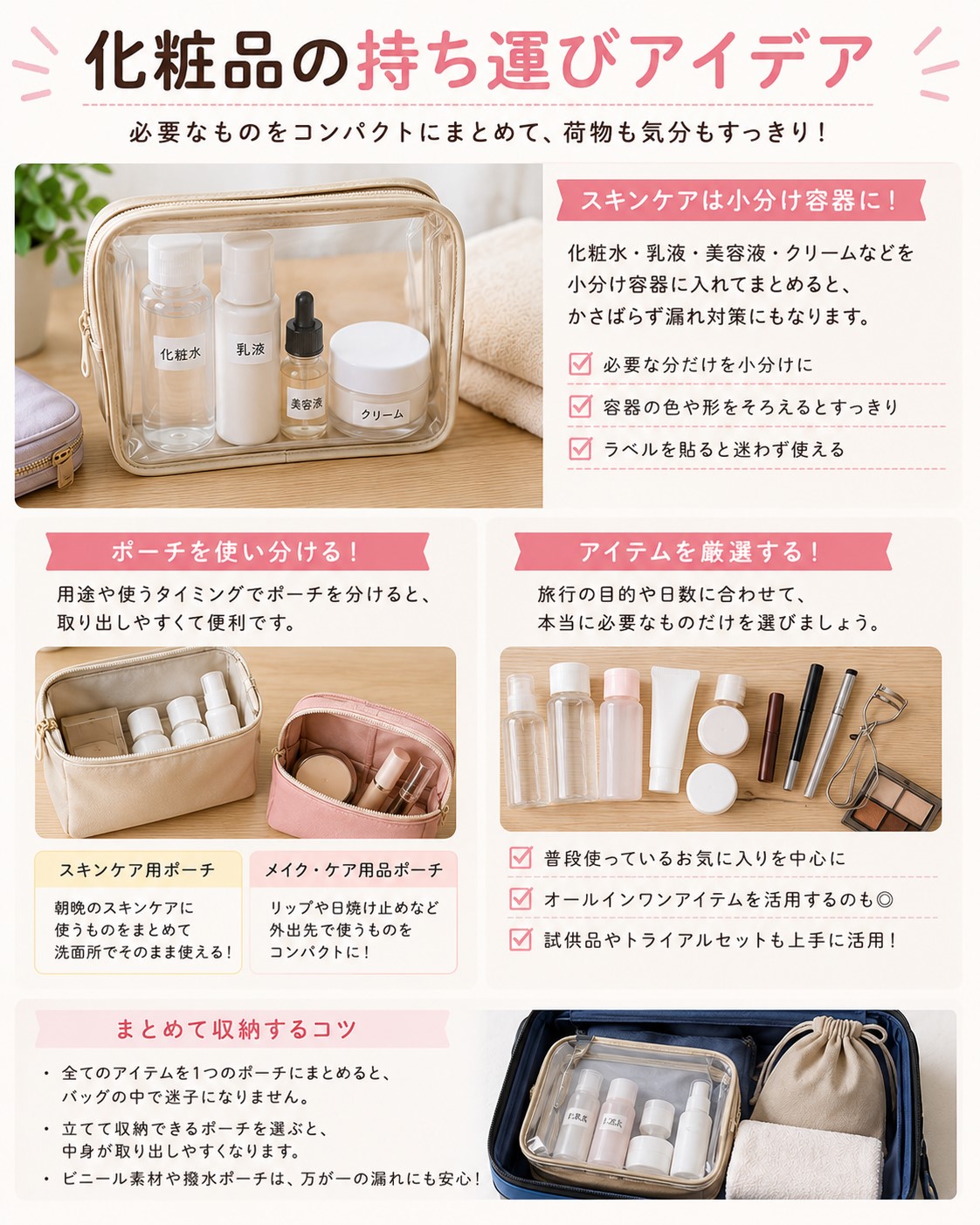 化粧品の持ち運びアイデア