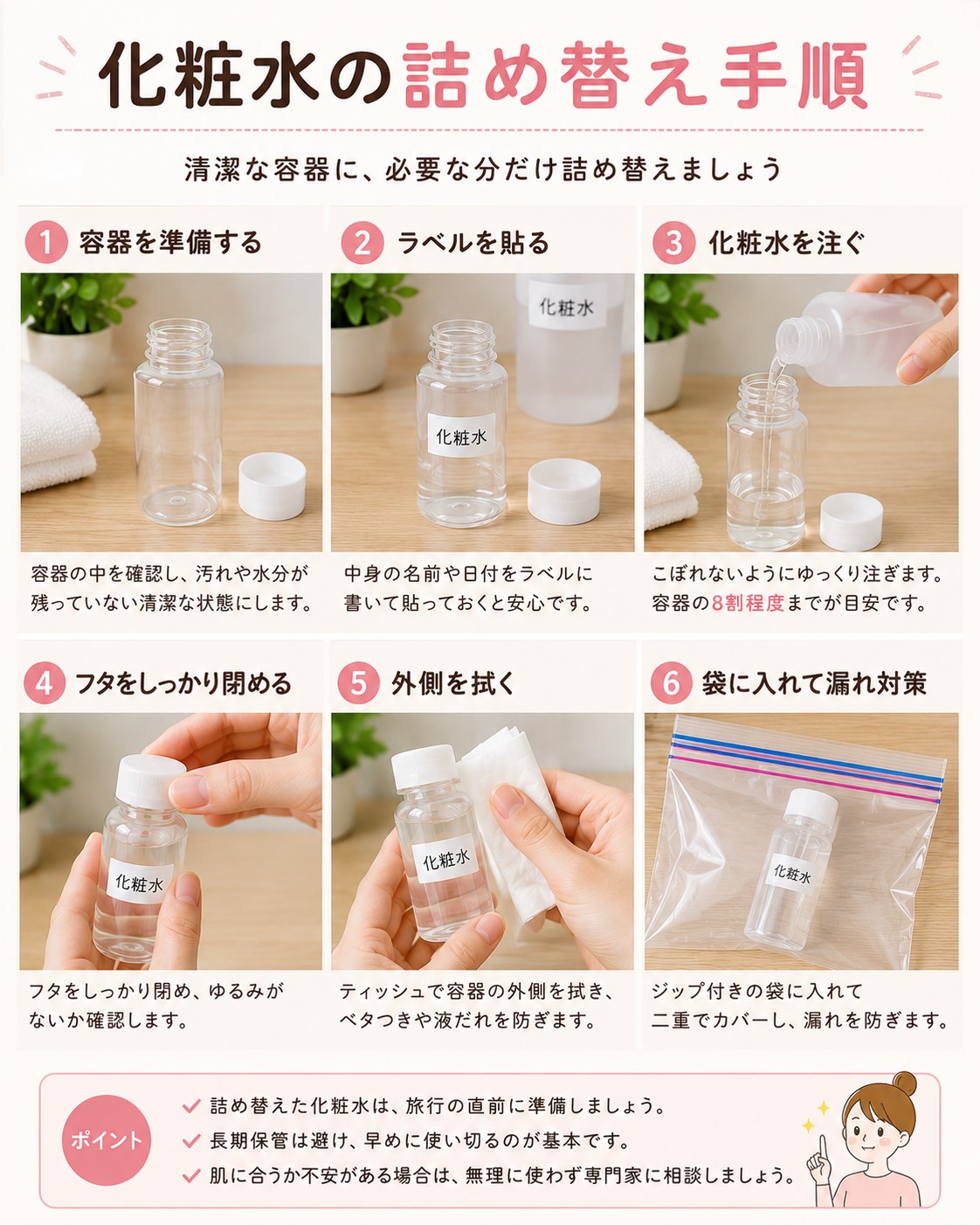 化粧水の詰め替え手順