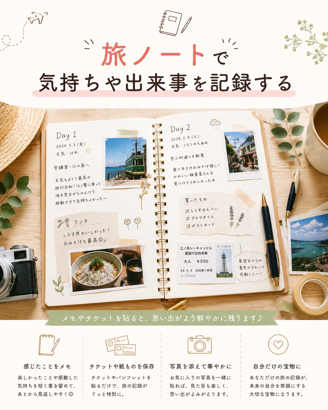 旅ノートで気持ちや出来事を記録する