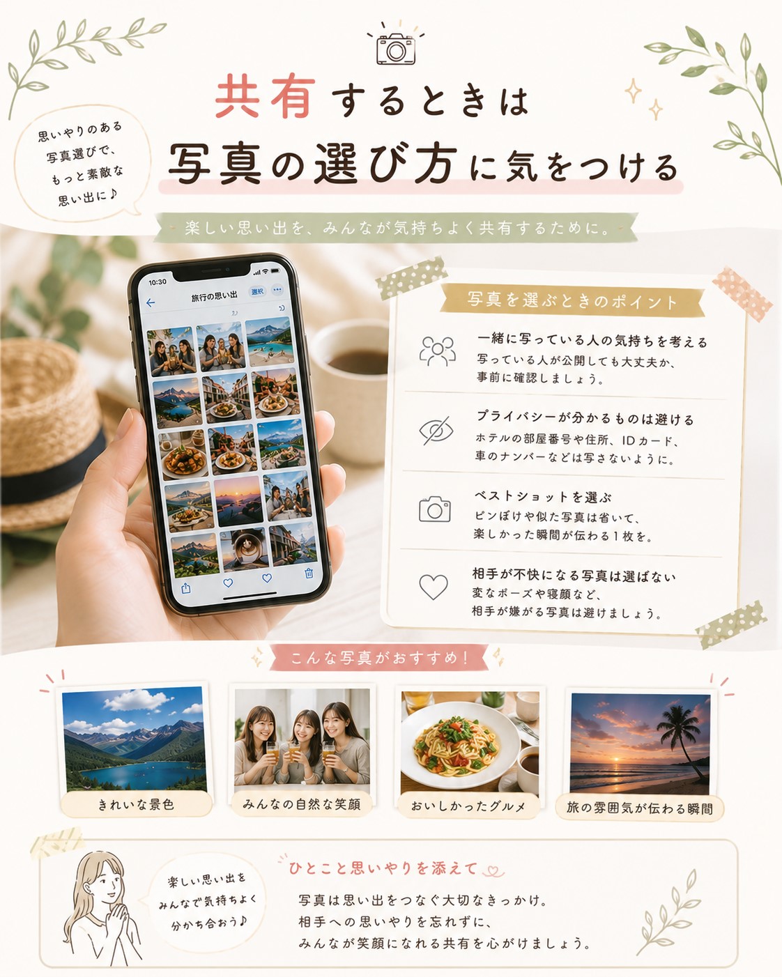 共有するときは写真の選び方に気をつける